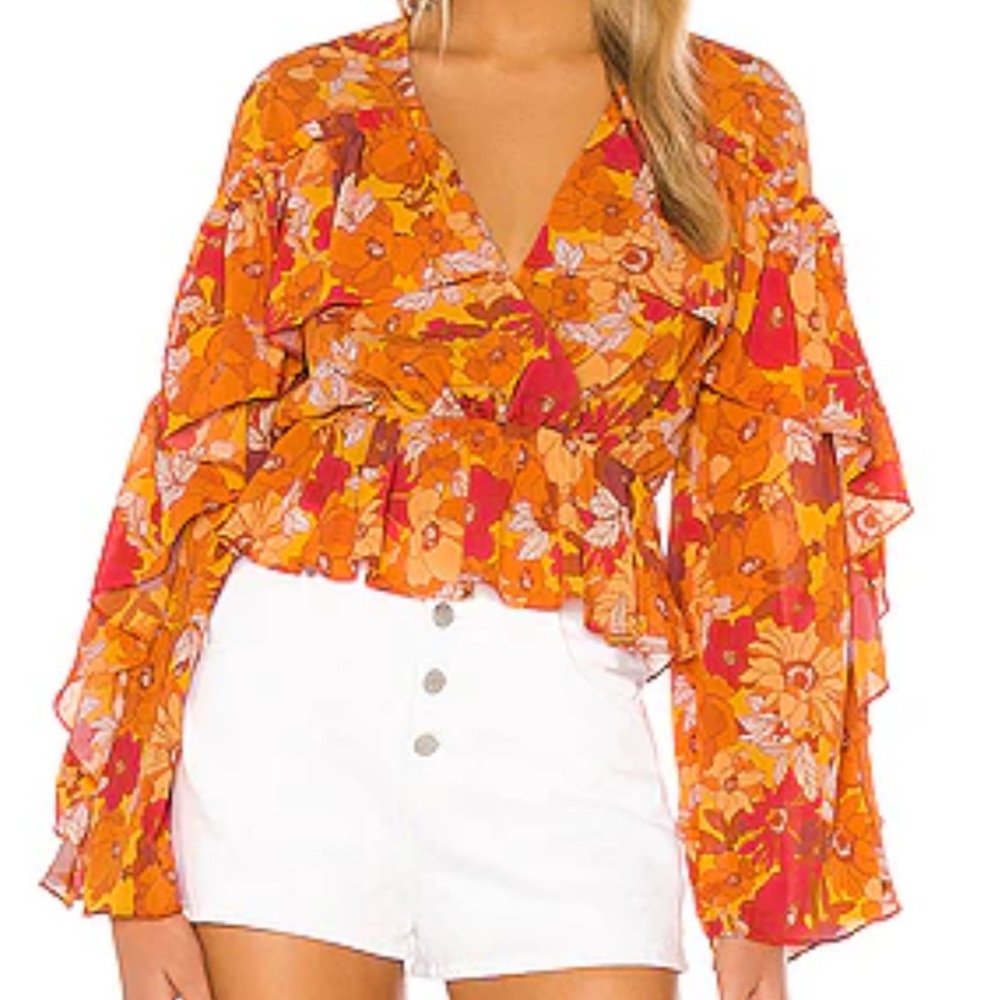 House of Harlow Floral 70s blouse